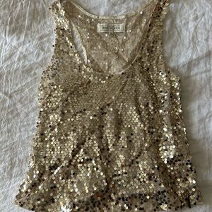 Abercrombie & Fitch Gold Sequin Sleeveless Tank Top
